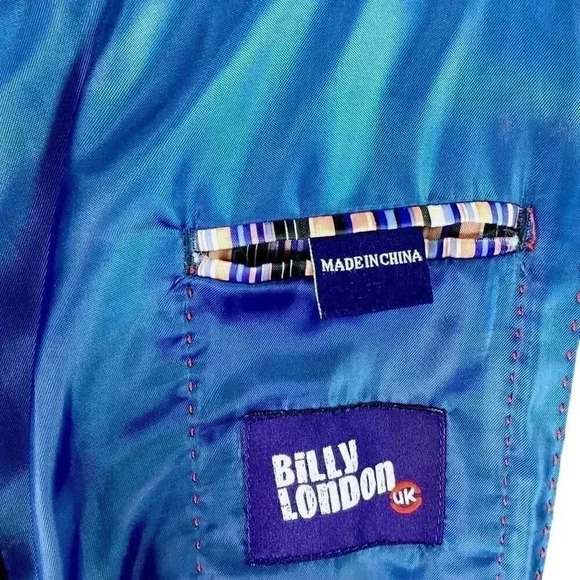 Billy London Sport Coat Blazer Jacket Mens 42S Black Blue Pinstripe Rayon Blend - Picture 10 of 11